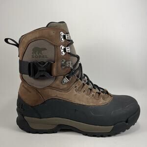 Sorel Paxson Tall Waterproof Snow Boots Mens Size 9 Brown Leather Lace Up Duck